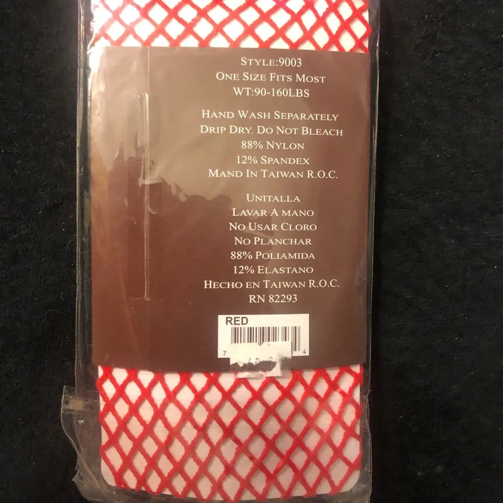 🌞 NWT Leg Avenue Red Spandex Fishnet Pantyhose One Size Fits wt.90-160